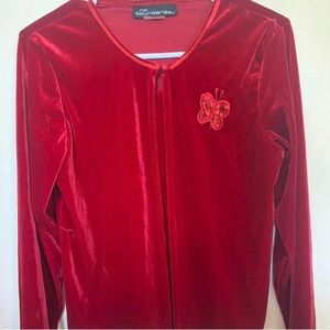 NO BOUNDARIES Y2K Red Velvet Attached Cardigan Tank Set.